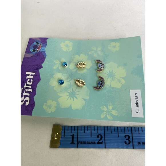 Disney Lilo and Stitch 3 Pair Stud Earrings Set Sensitive Ears NEW - Picture 2 of 3